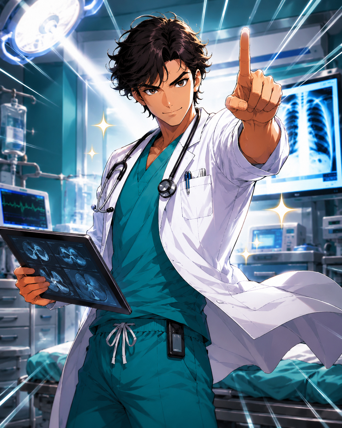 Dr. Stat making a dramatic diagnosis pose.